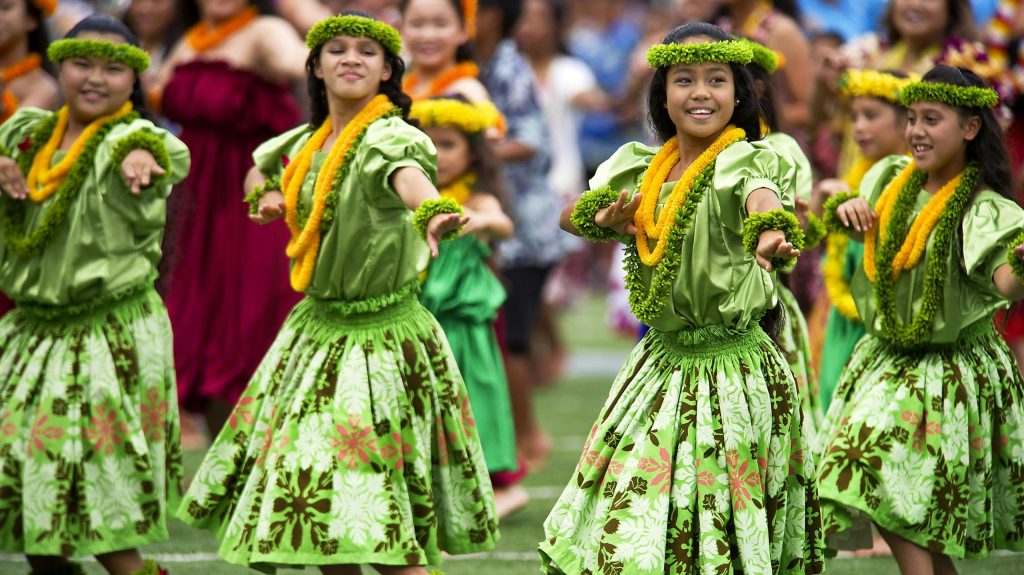 Hula Dancers dancing in big island