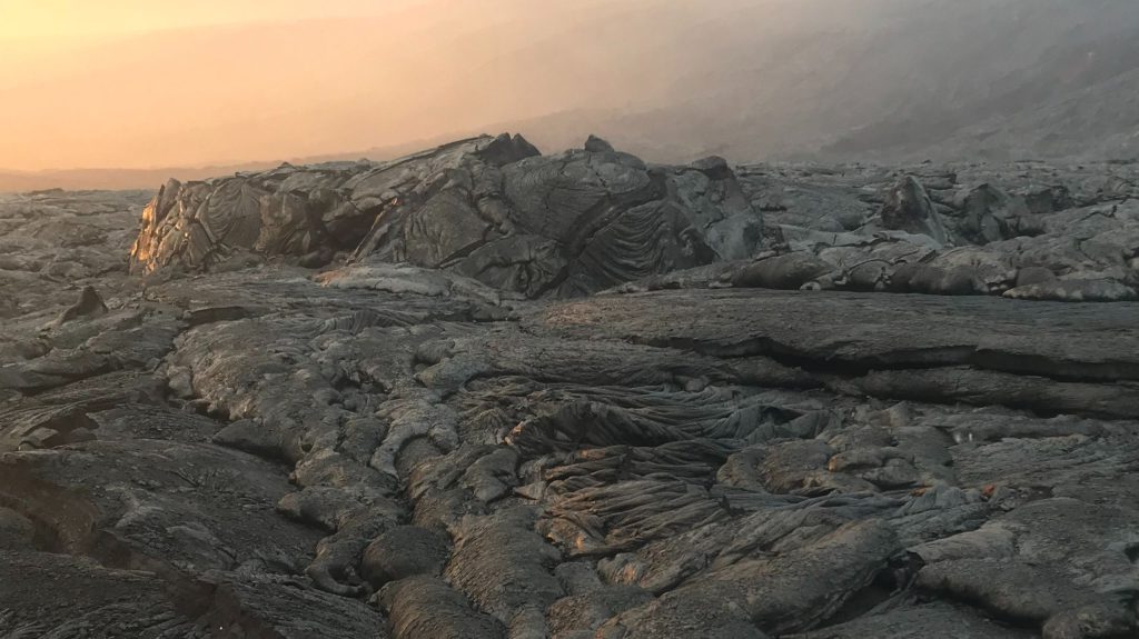 lava formation on big island during sunset