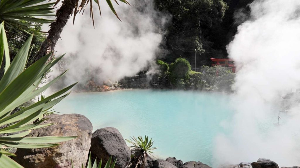 Natural hot springs surrounded by rocks