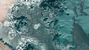 Dry volcanic ground with complicated patterns